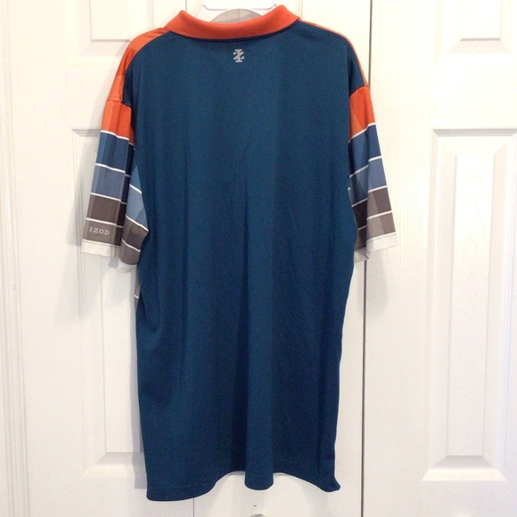 Izod Mens Colorblock Striped Short Sleeve Golf Polo Size Large - Picture 3 of 8